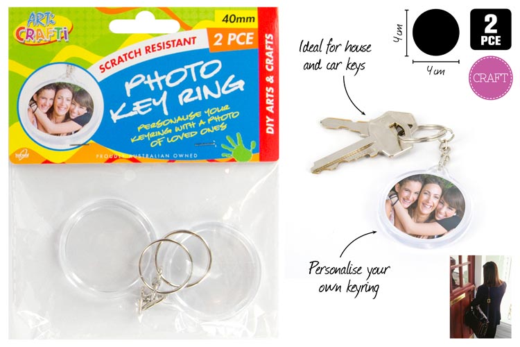 Key Chain w/plastic Photo Holder Pk2